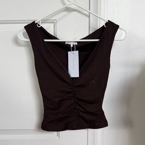 Charcoal clothing NYX top chocolate V cut tank top